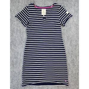 Joules Dress Womens 4 Blue Striped Riviera V-Neck Jersey Coastal Preppy Summer